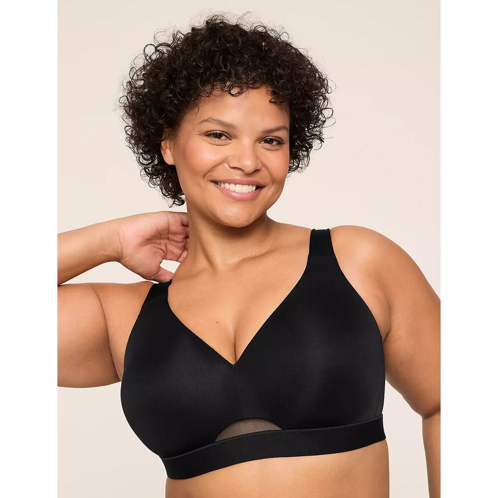 Cacique Comfort Bliss Lightly Lined No-Wire Bra sz 50D black new WL346